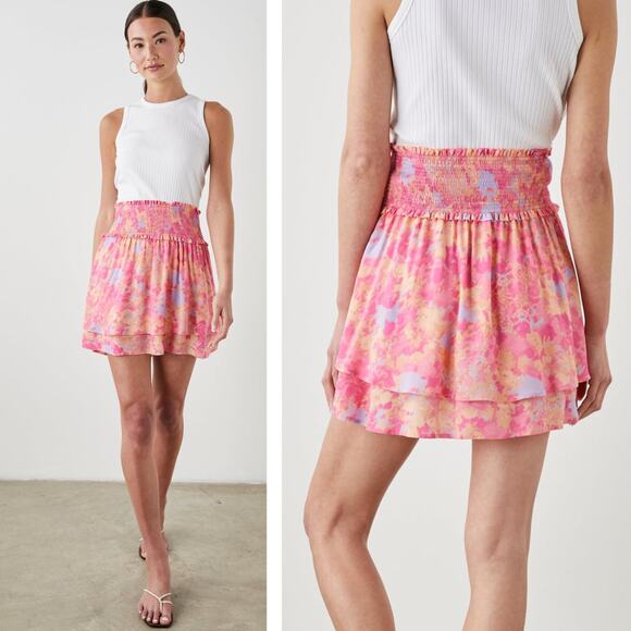 NWT RAILS Addison Flowy Smocked Mini Skirt In Passion Flower Size Medium - Picture 1 of 9